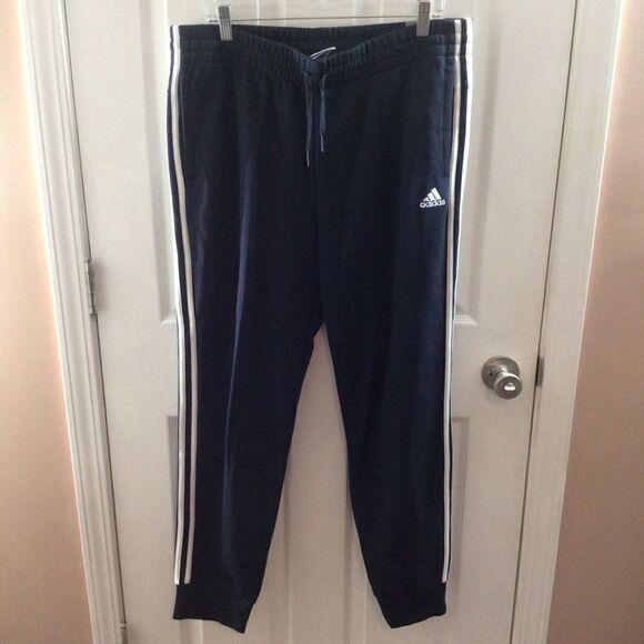 Woman’s Adidas Three‎ Stripe Navy Blue Slim Jogger Pants Size XL - Picture 1 of 10